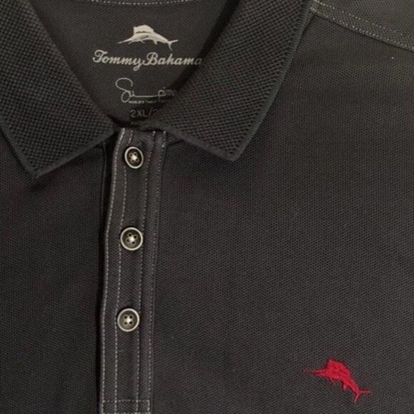 Tommy Bahama Collared Polo Gray 2XL Supima Cotton Short Sleeve XXL FLAWED - Picture 4 of 8